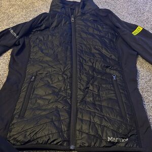Marmot Black Hooded Jacket with Quilted Design